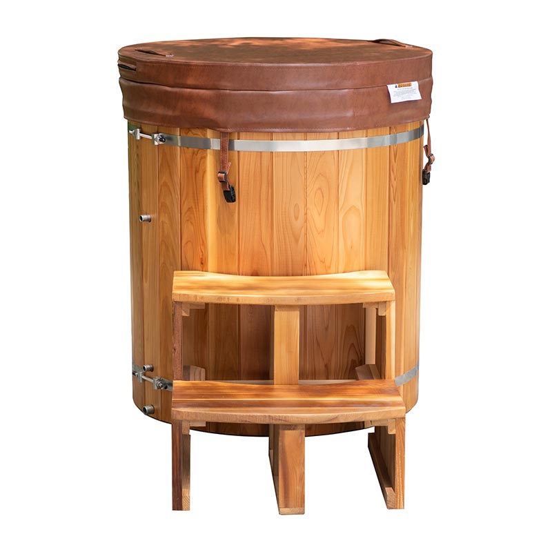 Banheira de imersão fria de cedro vermelho ao ar livre com forro de aço inoxidável 304 Banheira de imersão fria de cedro vermelho ao ar livre com forro de aço inoxidável 304